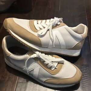 Mia Stylish White and Tan Women’s 9 Sneakers
